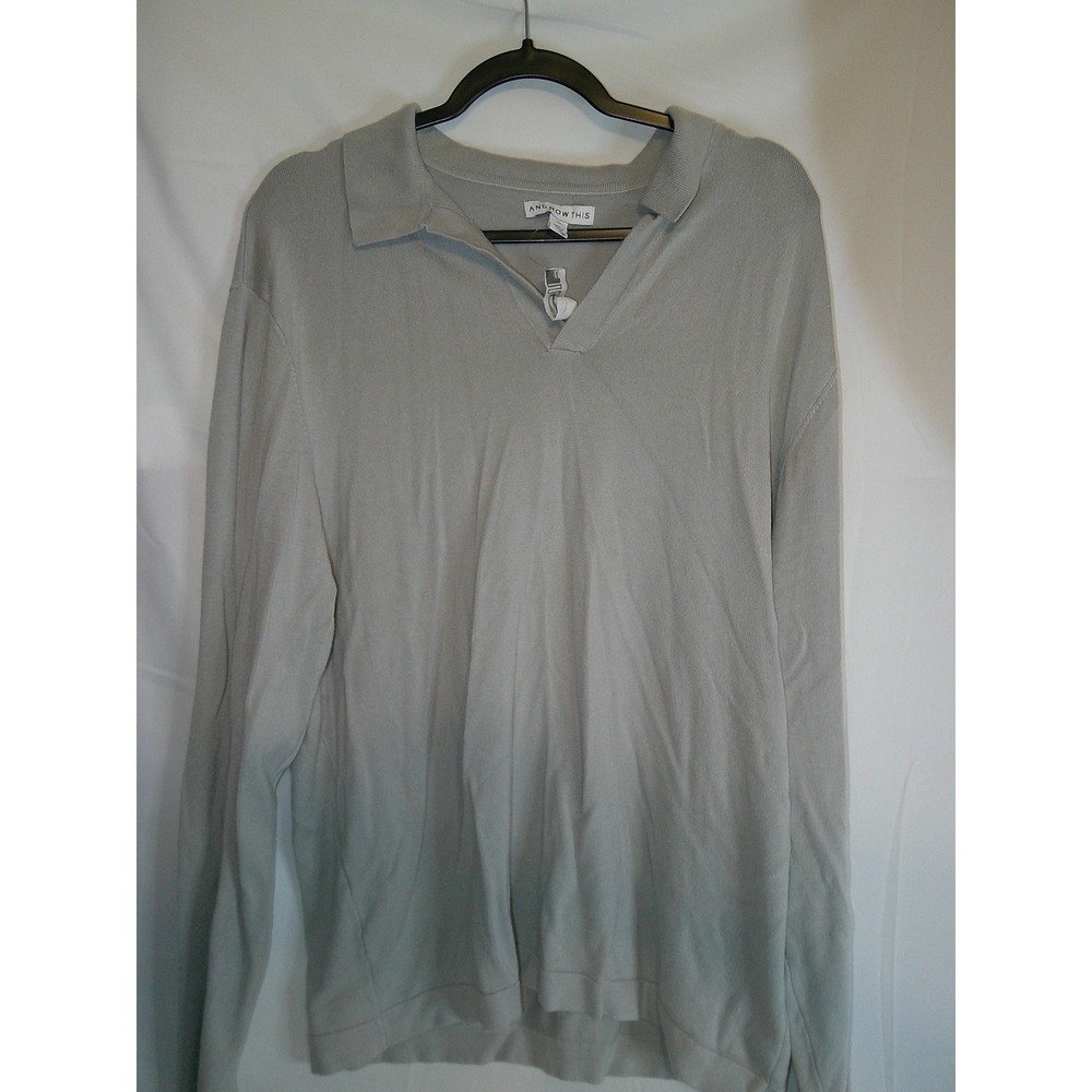 AND NOW THIS Mens XL Long Sleeve V-Neck Polo Shirt‎ Pullover Top NWT